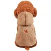 Hundkläder vinterfleece kattrock hoodie med tecknad design husdjur valp höst/vinterkläder