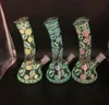 beaker hookah bong water pipe cartoon printed glow in the dark colorful smoking pipe dab rig ghs