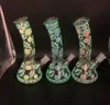 beaker hookah bong water pipe cartoon printed glow in the dark colorful smoking pipe dab rig ghs