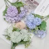 Dekoracyjne kwiaty 5 widelców jedwabna hortensja bunt mniszek lekarski Fake bukiet stół ślubny wystrój domu