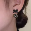 Baumeln Ohrringe 2023 Schmuck Mode Schwarz Farbe Bowknot Würfel Kristall Platz Zirkon Bogen Ohrstecker Für Frauen Mädchen Geschenke