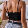 Damestanks vrouwen sexy kant camis crop bandage low gesneden halter vest riem taille taille vaste kleur zomer bralette camisole holle buis