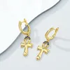 Dangle Chandelier Original Design Trendy Jewelry 18k Gold Plated Zircon Egyptian Ankh Cross Drop Ohrringe Creolen für Damen Silber 925 230428