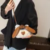 Sacos de ombro xiuya macio pelúcia bonito bolsa cor sólida coração moda saco outono inverno doce kawaii designers luxo crossbody