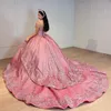Red Shiny Off the Shoulder Quinceanera Dresses Appliques Lace Beads Lace-Up Corset Prom Sweet 16 Vestido De 15 Anos