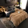 Bedding sets Magic Velvet Quilt Duvet Cover Bedding Set 150 220x240Simple Luxury Winter Warm Thickened Snow Fleece Solid Colors Gray Yellow50 231129