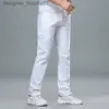 Erkekler kot klasik tarzı erkekler normal uyum beyaz kot pantolon iş akıllı moda denim gelişmiş streç pamuklu pantolon marka pantolon l231129