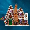 Julleksakstillbehör Santa Claus Gingerbread House landskap med lätta byggstenar Bricks MOC 10267 Winter Village Kid Assembly Gift 231128