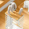 Metal Kitchenware Knife Storage Holder Storage Rack Organisatörer Kök Knifes Sessors Drain Organisator Tillbehör Verktyg YFAX3225 ZZ