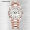 Rolaxs Reloj Relojes de diamantes Lujo Montre De Luxe Día Fecha Automático Oro Movimiento perpetuo Chica 904l Acero inoxidable Mujer Fashio rj