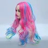 yielding New wig Girls' long hair Anime wig Curly hair Color trend wig