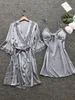 Sexy Pyjamas Women's Sexy Lace Sleepwear Lingerie Lace pajamas robe Set Underwear Nightdress Ladies Home Clothes 231128