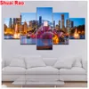 Stitch 5 Pieces Chicago City nightscape 5d diy diamond Painting 3d pictures scenery full square/round diamond embroidery home decor