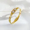 Braccialetto 6MM Bracciale in acciaio inossidabile di lusso per donna Regalo semplice per gioielli da sposa con zirconi cubici da donna