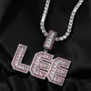 Charms Edge Kolor Zręczny Środkowy biały niestandardowa nazwa liter wisids Naszyjniki do hip -hopu Bling Iced Out Men Rapper Jewelry 231128