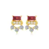 Europe Vintage Colorful Zircon S925 Silver Geometric Stud Earrings Charming Women Plated 18k Gold Exquisite Earrings for Women's Wedding Party Valentine's Day Gift