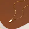 Chains 2023 Sinple Design Long Block Gold Color Necklace Female Niche Clavicle Chain Titanium Steel Birthday Gift Jewelry