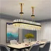 Lampade a sospensione Nordic Modern Designer Luxury Gold Ristorante Bar Home Lampadario di cristallo rettangolare