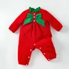 Rompers ankomst jul baby romper outfit röd gröna pojkar flickor jumpsuit xmas år klädfestival slitage 231129