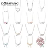 DORAPANG 100% 925 Sterling Silver Necklace Pendant Heart Shaped Bow Love Pendant Chain Rose Gold Original Genuine Women Jewelry219Z