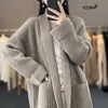 Women Sweters Yzjnh Autumnwinter luźne luz relaksowy leniwy styl stały kolor kurtki sweter kardigan długoterminowy płaszcz Kobiety 231129