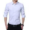 Herrklänning skjortor män klänning skjorta mode långärmad affär social skjorta manlig fast färgknapp ner krage plus storlek arbete vit svart skjorta 231129