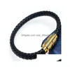 Charme Pulseiras Chegada Pulseiras De Couro Tecido Antigo Mens Preto Charme Pseira Mascina Ímã Homem Bangles Moda Jóias Drop Delive Dhltp