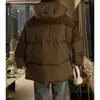 Damskie down Parkas Brown Women Odzież wierzchnia wierzchnia kurtki z kapturem mody streetwear y2k w stylu High Street American 2023 Winter Fe Coat L231129