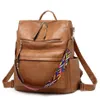 Vintage Vrouwen PU Lederen Rugzak Hoge Kwaliteit Grote Capaciteit Reizen Schouder Schooltassen Mochila Vrouwen Solid Crossbody Tas A1113308v