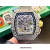 Ontwerper Ri mliles Luxe horloges Mechanisch horloge Rm11-03 Zwitsers automatisch uurwerk Saffierspiegel Geïmporteerde rubberen horlogebandB93U