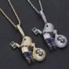 Small Size High Quality Brass CZ stones Cartoon Men Money Bag Necklace Hip hop pendant Jewelry Bling Bling Iced Out CN199 Y1220299O
