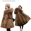 Parkas de plumón para mujer, chaqueta de invierno, Parka para mujer, abrigo largo a la moda, forro de lana, Parkas con capucha delgadas con cuello de piel, ropa cálida para nieve, ropa acolchada L231129