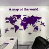 Muurstickers 3D Wereldkaart Sticker Acryl Effen Kleur Kristal Slaapkamer Met Woonkamer Klaslokaal Kantoor Decoratie Ideeën 231128