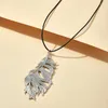 Pendant Necklaces Vintage Silver Color Big Leaf Necklace For Women Men Black Rope Chain Choker Jewelry Gift Wholesale 13591