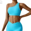 Yoga Outfit Yushuhua Oblique One Shoulder Laufsport Unterwäsche Damen Gym Push Up Quick Dry Fitness BH Tight Top Damen