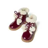 Bottes filles 2023 hiver enfant en bas âge enfants marque de mode Chelsea moyen-mollet princesse botte de neige enfants en cuir verni avertir chaussures de fourrure 231128