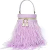 Hbp moda avestruz sacola designer feminino inverno luxo vintage bolsa de penas balde bolsa embreagem festa bolsa 220809258t