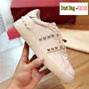 Top quality open untitled studs sneaker mens casual shoes Be My Red Studs Black Heel silver white pink band Ruthenium metallic leather