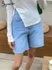 Kvinnors shorts Syiwidii ​​Jeans för kvinnor sommar 2023 Hög midja rippade nödställda rakt casual koreanska modegator
