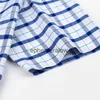 Men's Casual Shirts 2023 100% Pure Cotton Oxford Short Sleeve Square Collar Soild Plaid Striped Summer Single Poet Shirtephemeralew