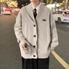 Felpe con cappuccio da uomo cardigan con bottoni lavorato a maglia caldo autunno inverno moda camicia da uomo a maniche lunghe con scollo a V oversize stile preppy coreano vintage solido