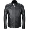 Heren Jackets Men Echte lederen jas Motorfiets Zwart Slim Fit Stand Kraag Mannelijk Male Echte jas Moto Biker Cowhide