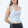 2024 Lu Lu Tanks Allineare Canottiere Backless a costine Sport Yoga Limoni Reggiseno Donna Appeso Collo Canotta Fitness Bralette Push Up Supporto Biancheria intima sexy Allenamento Sport Yoga L