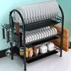 Kitchen Storage Multi Layer Floor Drainage Bowl Rack Tabletop Dishes Tools Cabinets Tableware