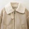 Mulheres jaquetas inverno moda casual dupla face curto cordeiro velo lapela cinta decorativa casaco casaco 231129