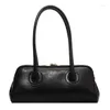 الأكياس المسائية عتيقة PU Leather Leather Bag Bag Solid Coll Conder Counter Conder Underarm Tote Bolsa Feminina