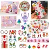 Accessoires pour cheveux Ornements de Noël Calendrier du compte à rebours DIY Boîte mystère Pince à cheveux Bijoux Bracelet Ensemble d'accessoires Autocollants Jouet d'anniversaire pour enfants 231129