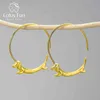 Lotus Fun Lovely Flying Dachshund Dog Big Round Hoop Earrings Real 925 Sterling Silver 18K Gold Earrings for Women Jewelry 210507290b