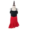 Vêtements de scène enfants enfant filles robe de danse latine frange vêtements Salsa Costume noir rouge salle de bal Tango robes à vendre 170 cm