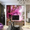 Papier peint Mural 3D personnalisé Sika cerf fantaisie cerisier salon fond TV lié peinture murale Wallpaper198G